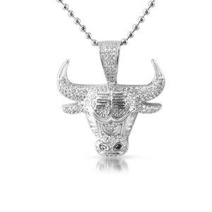 18K White Gold Chicago Bulls VVS Diamond Necklace